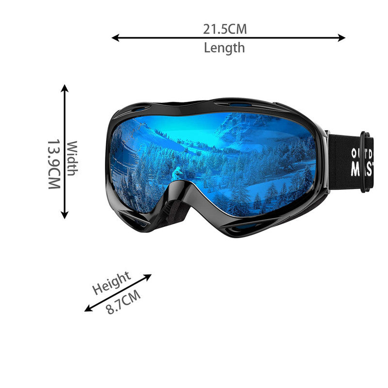 OutdoorMaster OTG Ski Goggles - Over Glasses Ski/Snowboard Goggles for Men, Women & Youth - 100% UV V1168-SQ-NI6T-XTUB