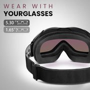 OutdoorMaster OTG Ski Goggles - Over Glasses Ski/Snowboard Goggles for Men, Women & Youth - 100% UV V1168-SQ-NI6T-XTUB