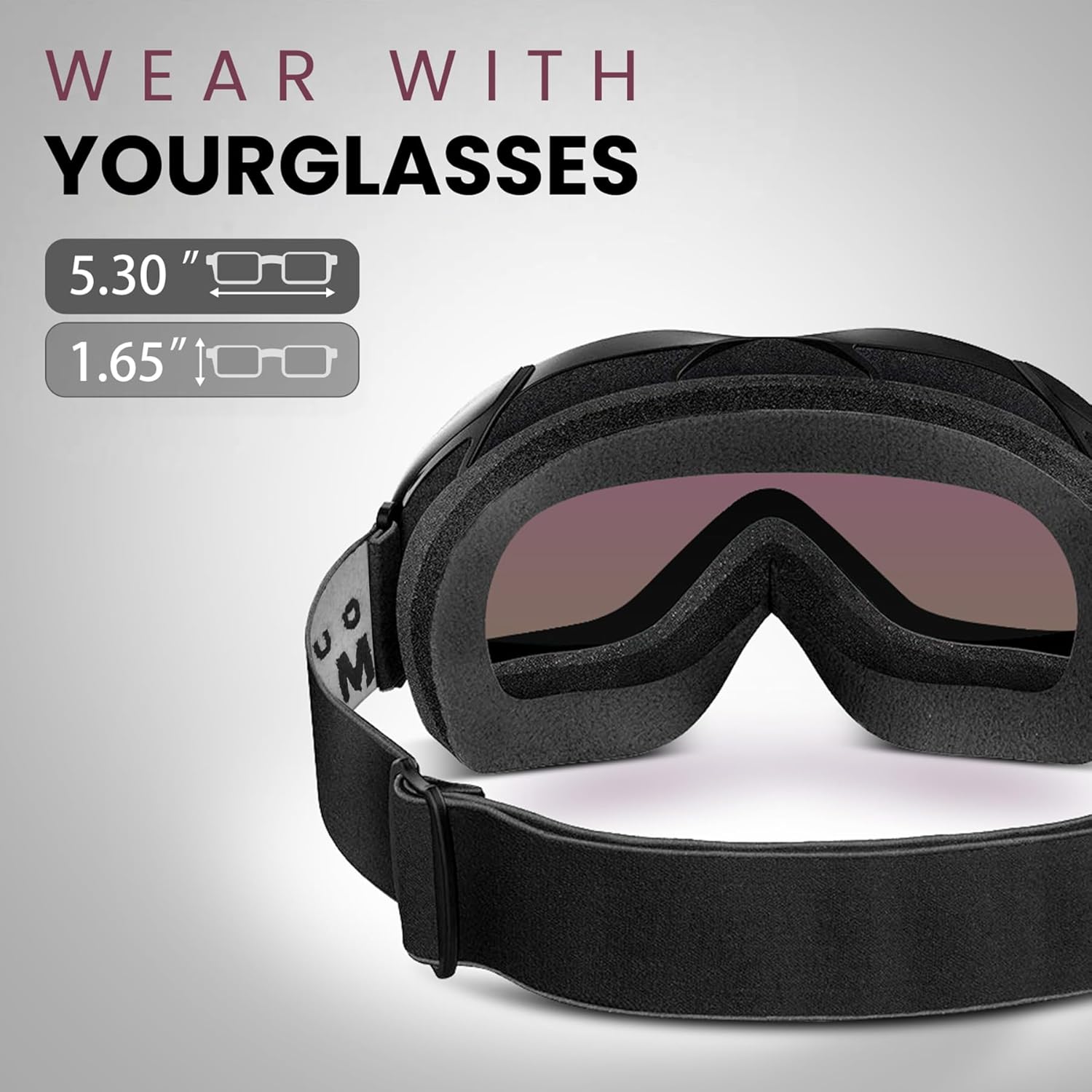 OutdoorMaster OTG Ski Goggles - Over Glasses Ski/Snowboard Goggles for Men, Women & Youth - 100% UV V1168-SQ-NI6T-XTUB