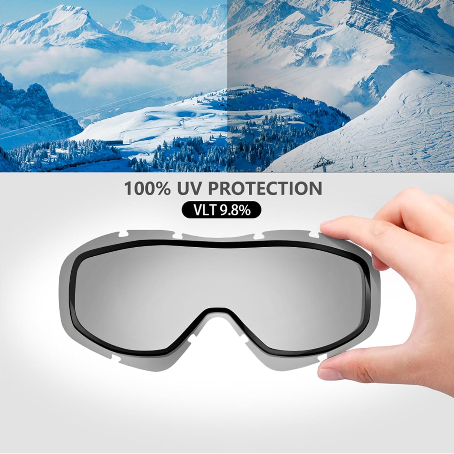 OutdoorMaster OTG Ski Goggles - Over Glasses Ski/Snowboard Goggles for Men, Women & Youth - 100% UV V1168-T3-H1XU-W6Q2