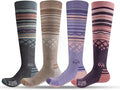 OutdoorMaster Ski Socks 4-Pack Merino Wool, Over The Calf Non-Slip Cuff for Men & Women