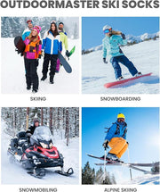 OutdoorMaster Ski Socks 4-Pack Merino Wool, Over The Calf Non-Slip Cuff for Men & Women