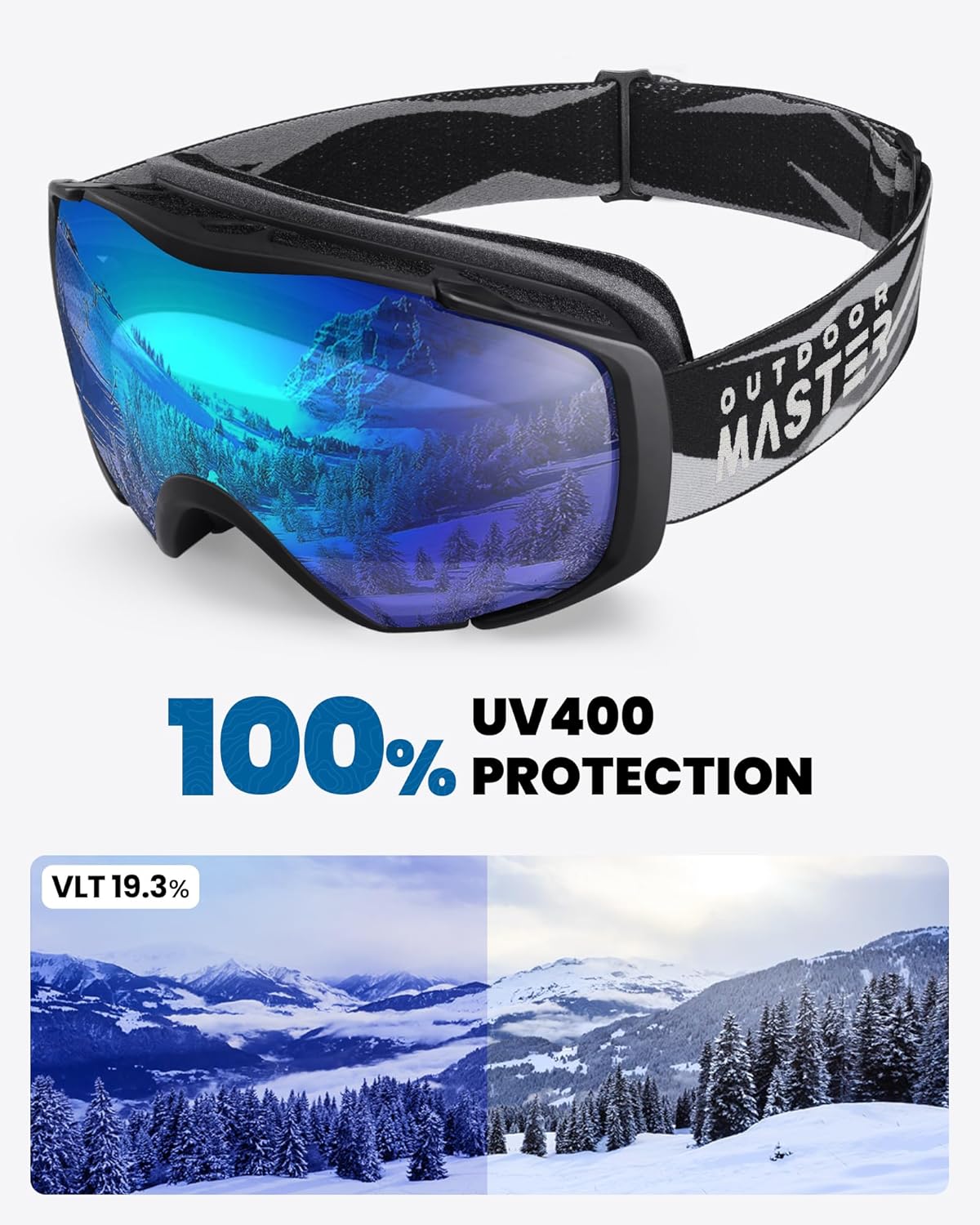 OutdoorMaster Ski Goggles with Cover Snowboard Snow Goggles OTG Anti-Fog -100% UV Protection-OM-18 V1168-TE-SHSE-KHQ1
