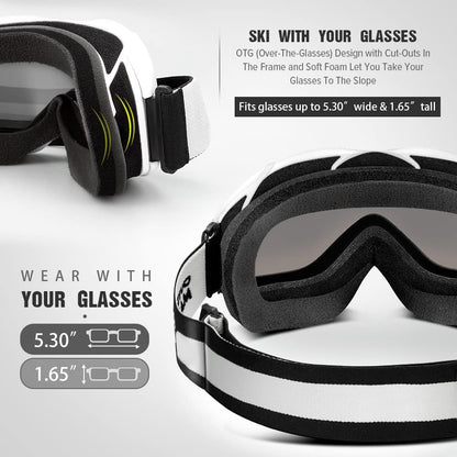 OutdoorMaster OTG Ski Goggles - Over Glasses Ski/Snowboard Goggles for Men, Women & Youth - 100% UV V1168-U9-Q3M1-1JQ9