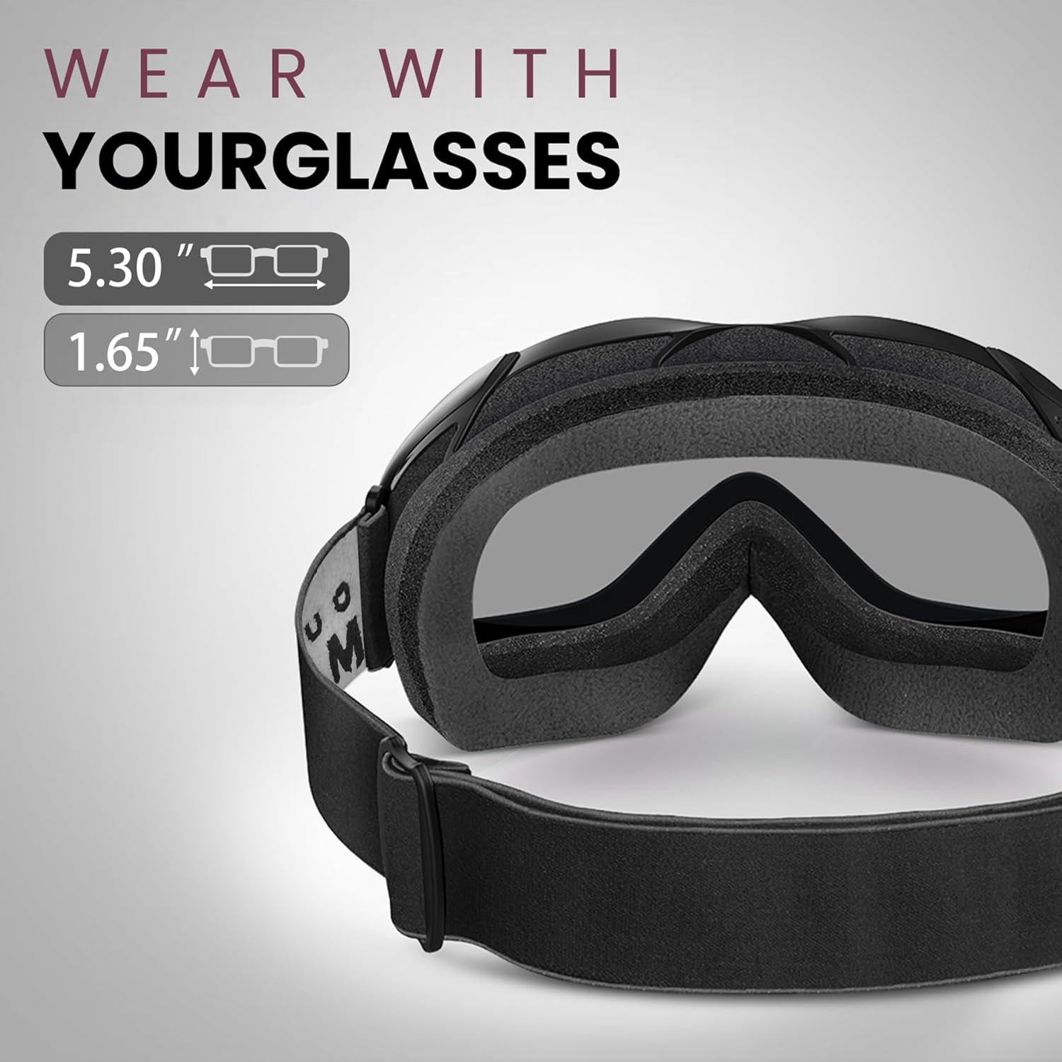 OutdoorMaster OTG Ski Goggles - Over Glasses Ski/Snowboard Goggles for Men, Women & Youth - 100% UV V1168-WF-AT15-FJGS