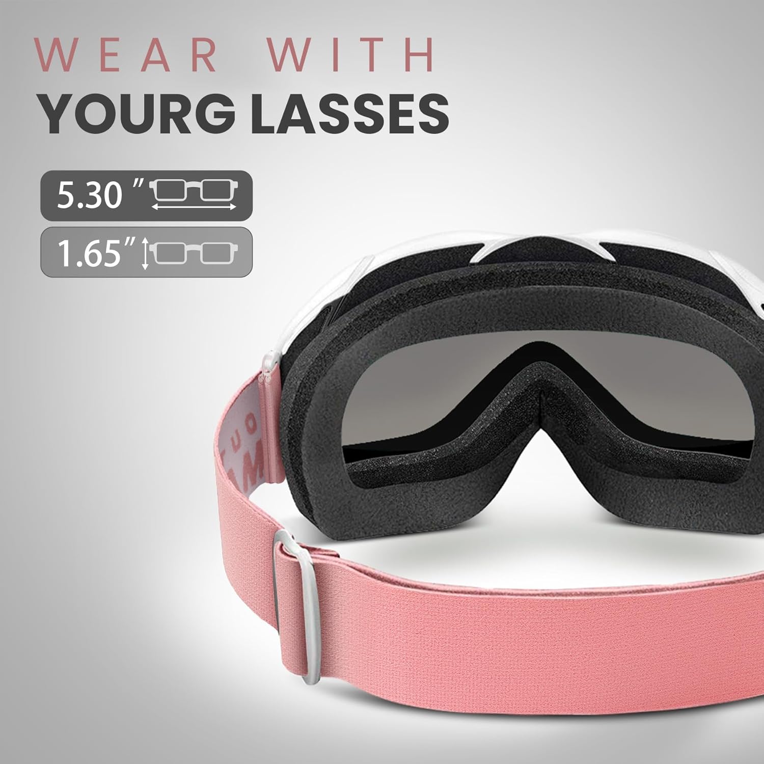 OutdoorMaster OTG Ski Goggles - Over Glasses Ski/Snowboard Goggles for Men, Women & Youth - 100% UV V1168-WJ-094E-WWY8