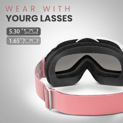 OutdoorMaster OTG Ski Goggles - Over Glasses Ski/Snowboard Goggles for Men, Women & Youth - 100% UV V1168-WJ-094E-WWY8
