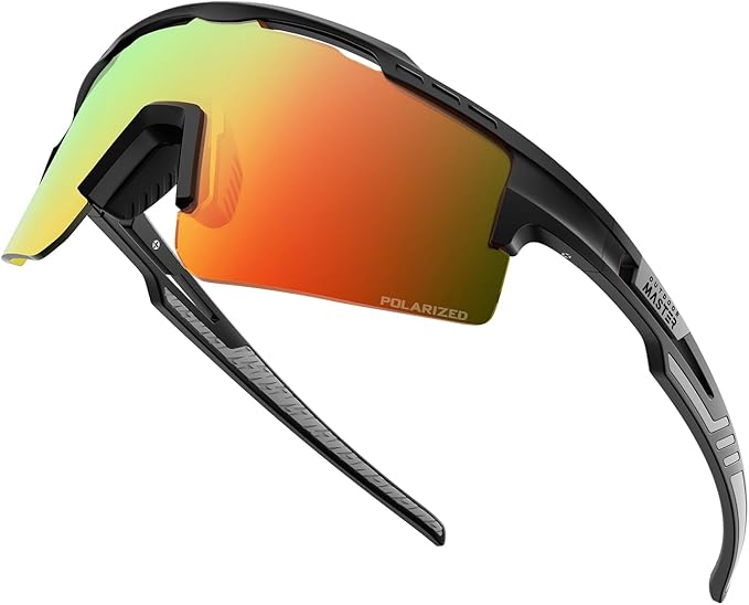 OutdoorMaster Hawk II Polarized Sports Sunglasses for Men Women, TAC 100% UV400 Protection TR90 Frame Cycling V1168-WX-7PDC-O1TK