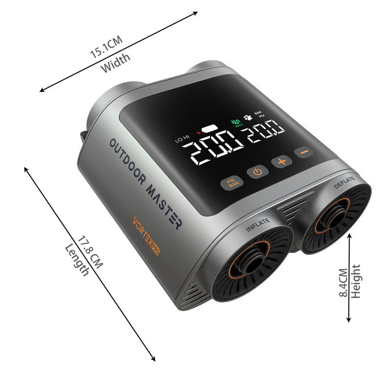 OutdoorMaster Vortex Pro 57.7Wh Rechargeable Paddle Board Pump Portable, Electric SUP Pump Battery for 3 SUPs V1168-YQ-AP36-I5NA