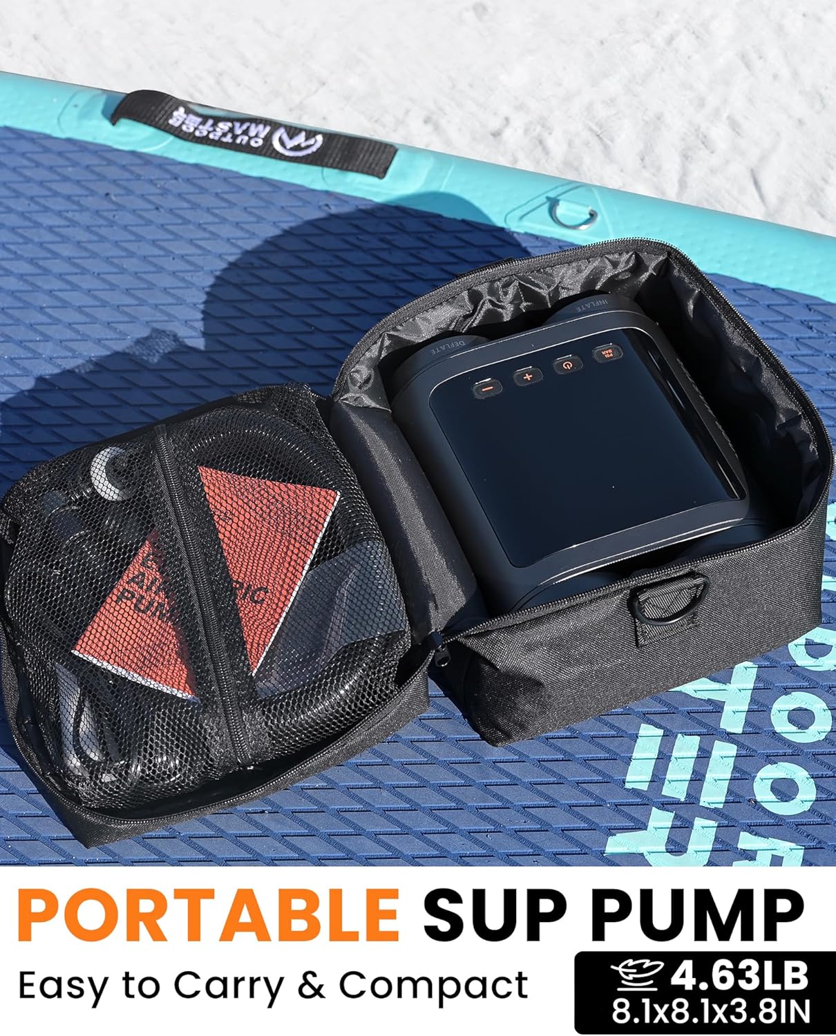 OutdoorMaster Vortex Pro 57.7Wh Rechargeable Paddle Board Pump Portable, Electric SUP Pump Battery for 3 SUPs V1168-YQ-AP36-I5NA