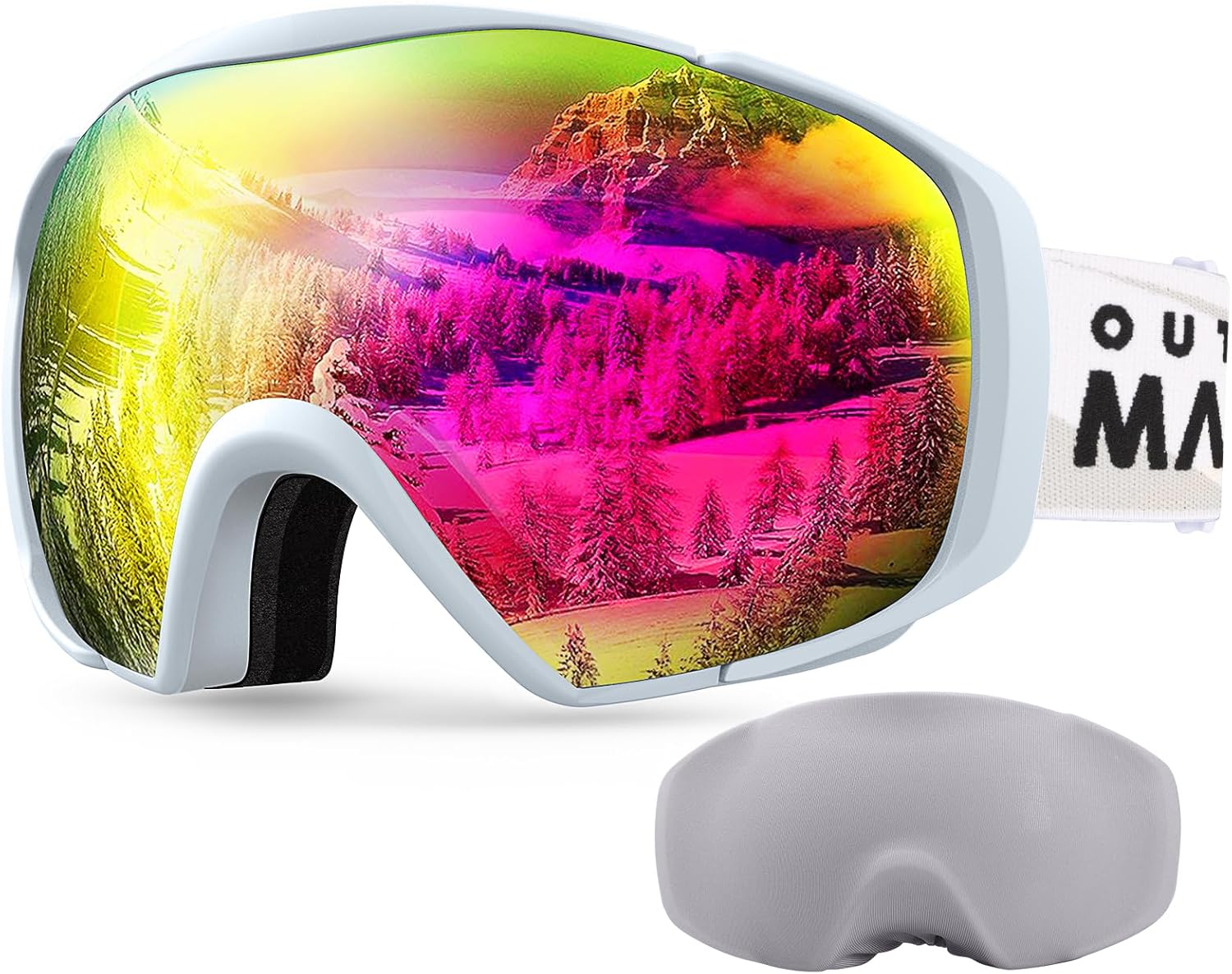 OutdoorMaster Ski Goggles with Cover Snowboard Snow Goggles OTG Anti-Fog -100% UV Protection-OM-18 V1168-Z9-6TVG-QRJR