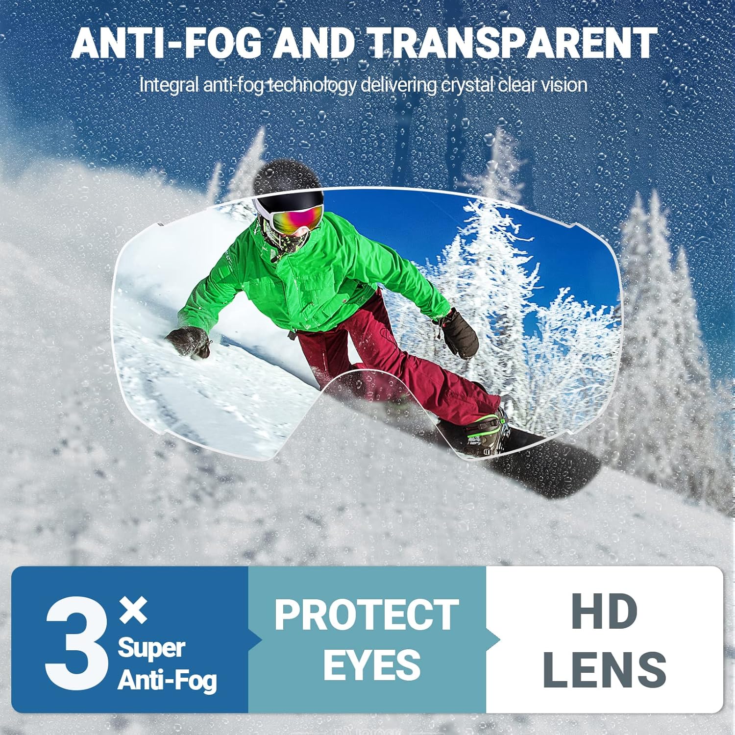 OutdoorMaster Ski Goggles with Cover Snowboard Snow Goggles OTG Anti-Fog -100% UV Protection-OM-18 V1168-Z9-6TVG-QRJR