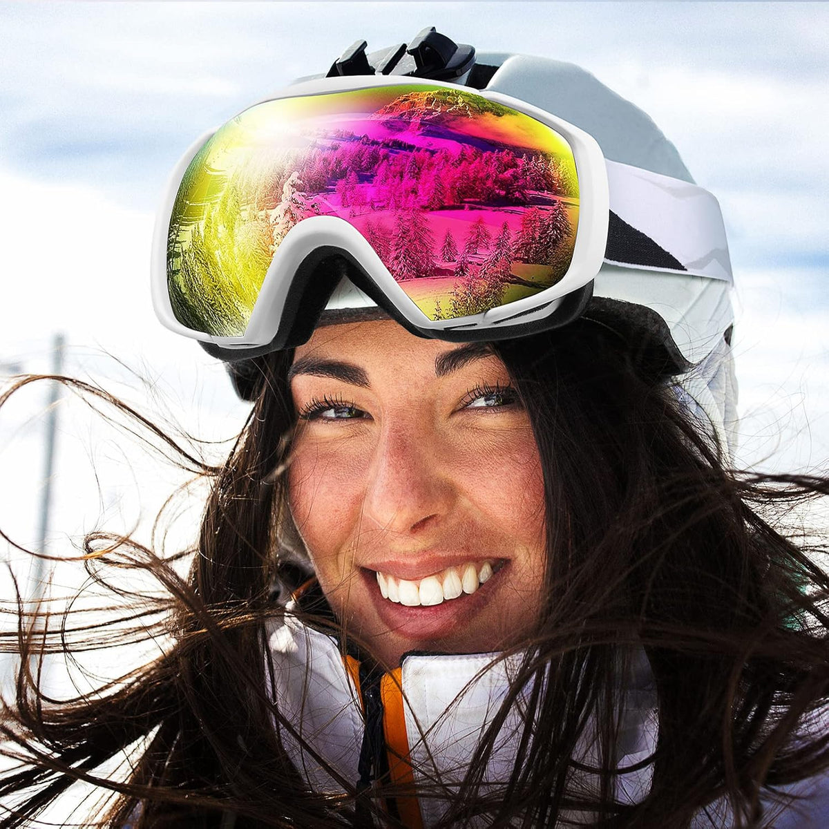 OutdoorMaster Ski Goggles with Cover Snowboard Snow Goggles OTG Anti-Fog -100% UV Protection-OM-18 V1168-Z9-6TVG-QRJR