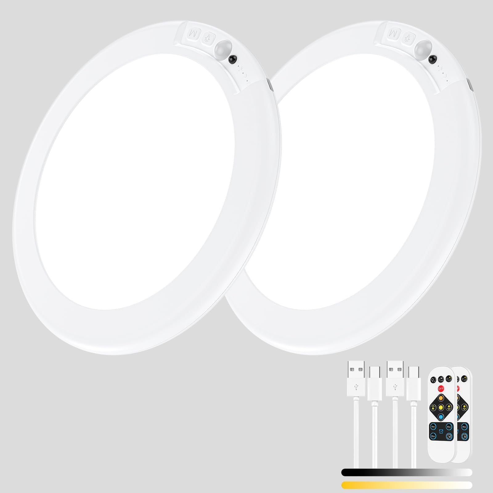 2 Pack Magnetic Wireless Ceiling Light, Rechargeable Battery Operated Ceiling Light wiht Remote, Ultra-Thin V1171-CB-BOM000887