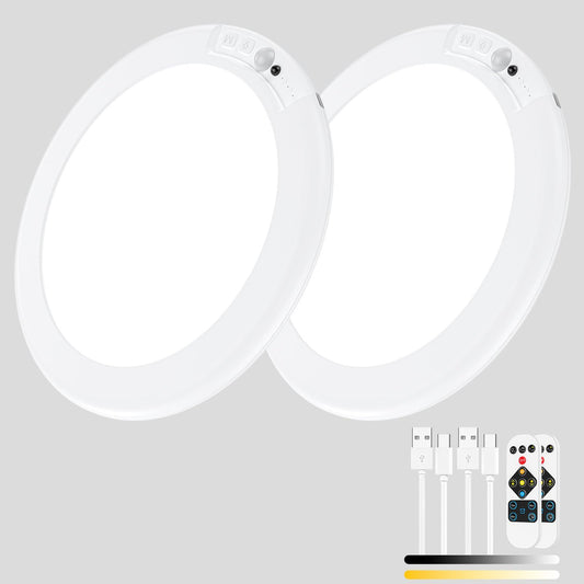 2 Pack Magnetic Wireless Ceiling Light, Rechargeable Battery Operated Ceiling Light wiht Remote, Ultra-Thin V1171-CB-BOM000887