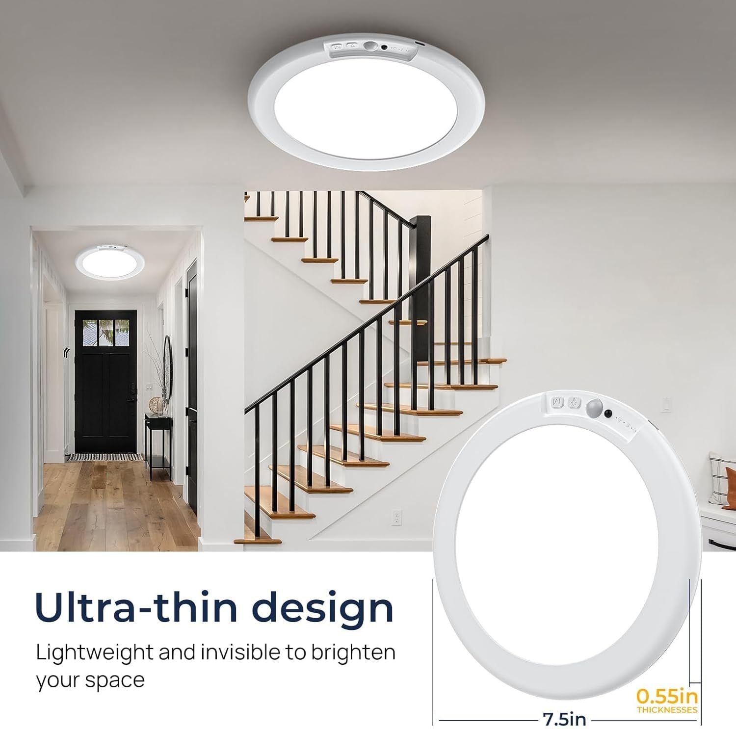 2 Pack Magnetic Wireless Ceiling Light, Rechargeable Battery Operated Ceiling Light wiht Remote, Ultra-Thin V1171-CB-BOM000887