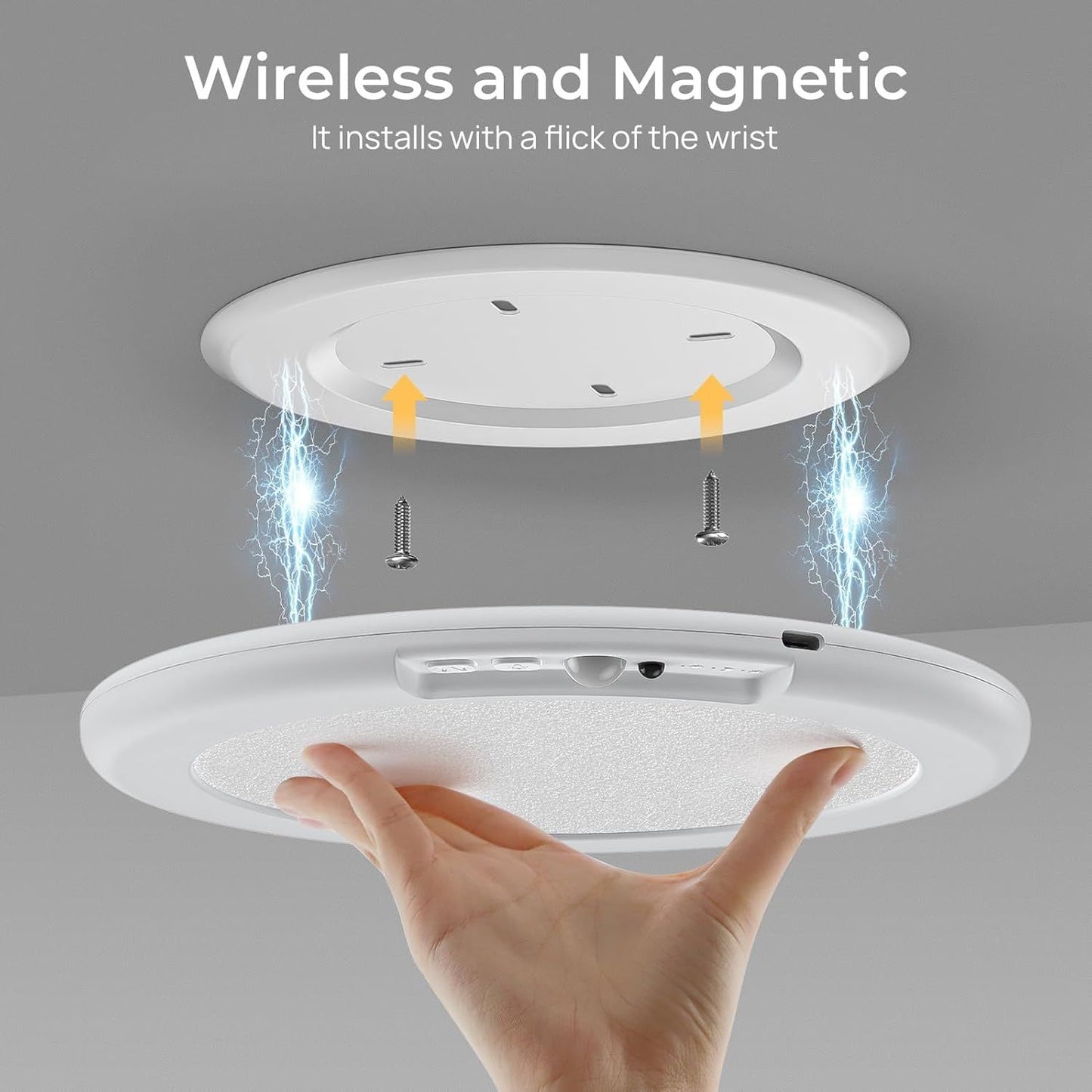 2 Pack Magnetic Wireless Ceiling Light, Rechargeable Battery Operated Ceiling Light wiht Remote, Ultra-Thin V1171-CB-BOM000887