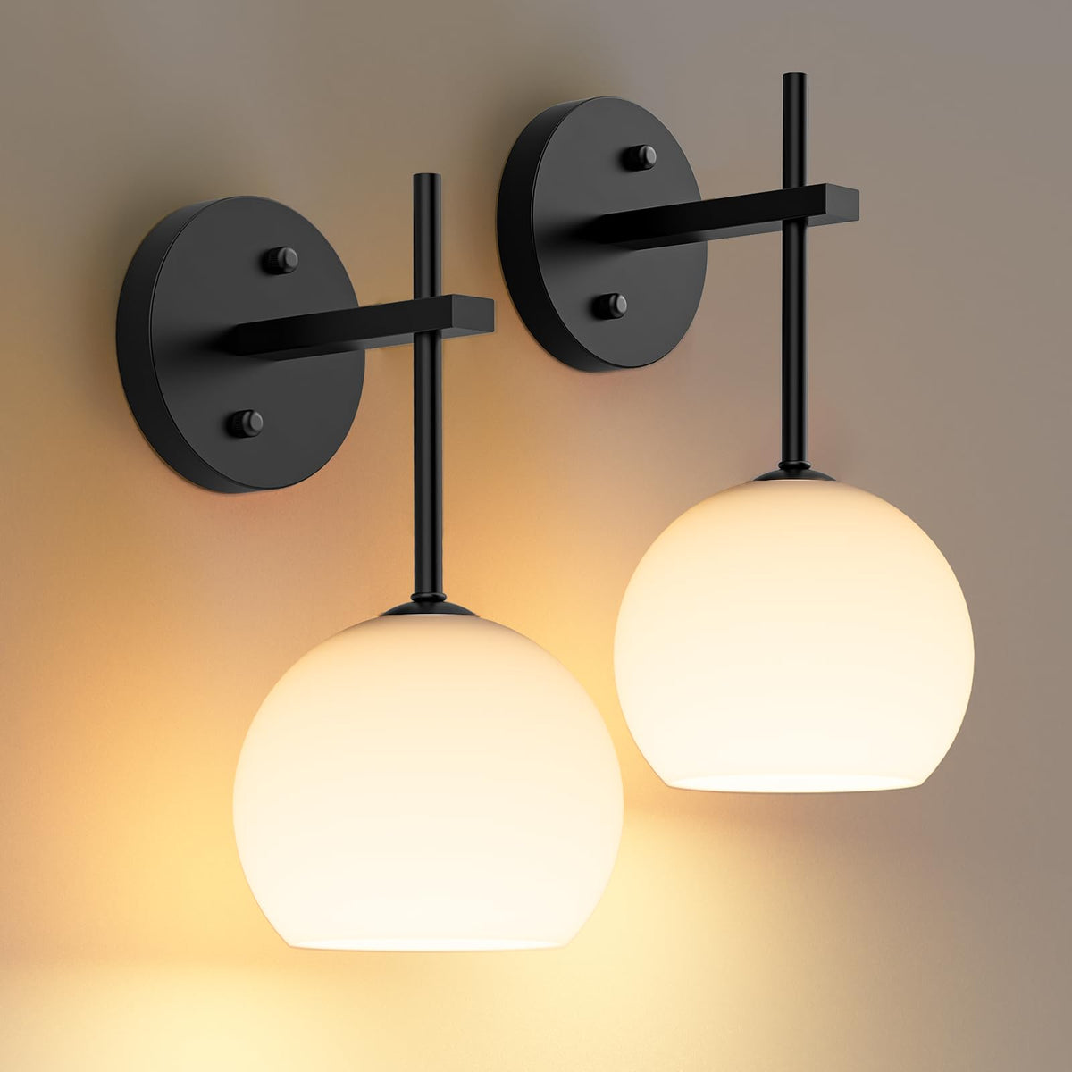Wall Sconces Set of Two, Wireless Battery Operated Wall Decor with Remote, Sconces Wall Lighting with Glass V1171-CB-BOM000897