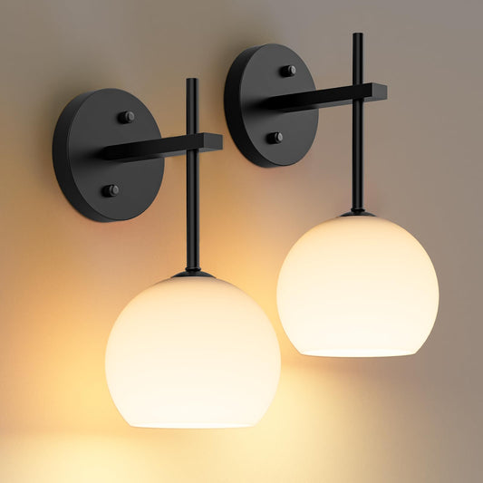 Wall Sconces Set of Two, Wireless Battery Operated Wall Decor with Remote, Sconces Wall Lighting with Glass V1171-CB-BOM000897