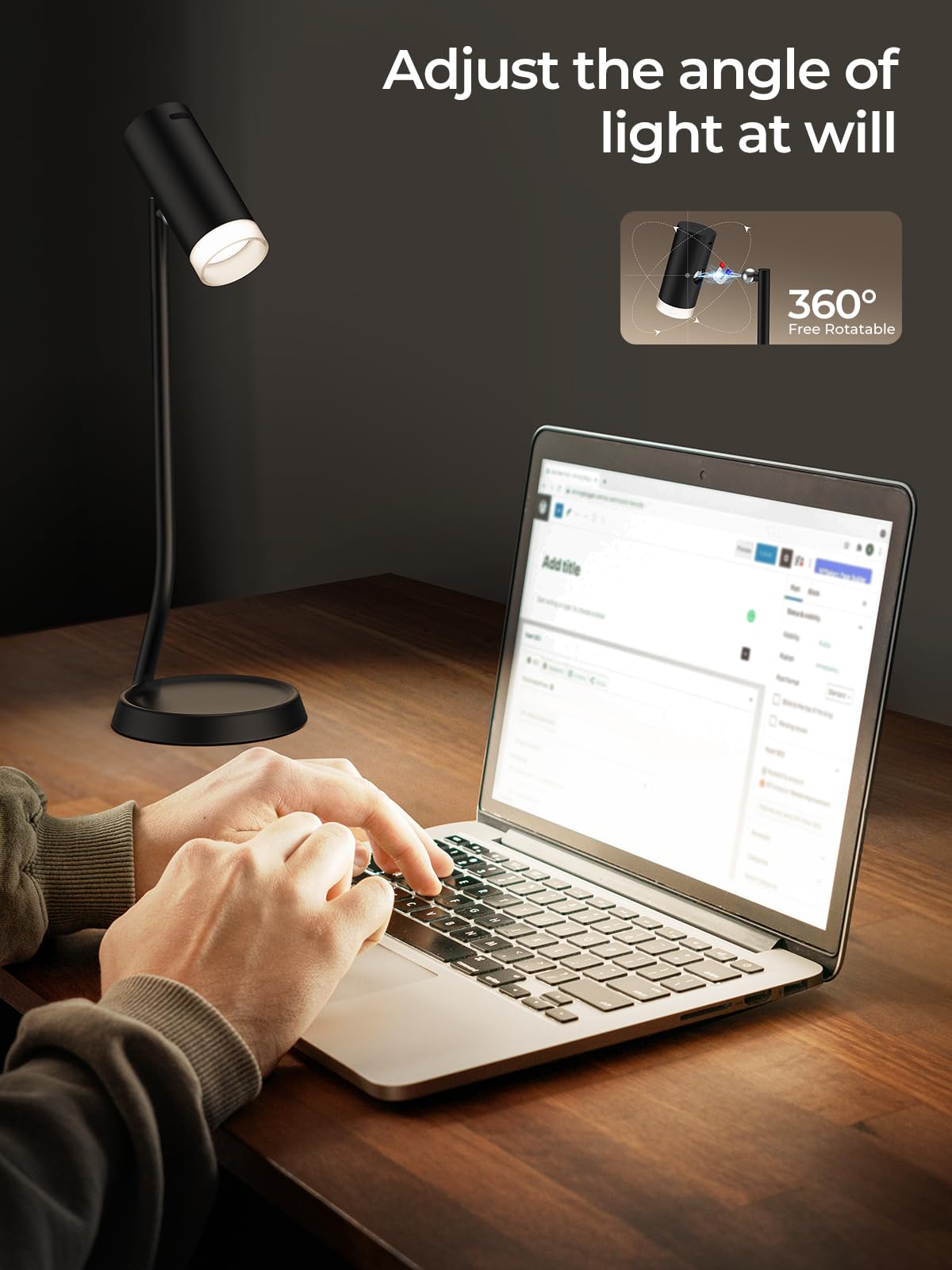 Cordless Table Lamps, Battery Operated Portable Table Light with Magnetic Adjustable Angle Head, 5000mAh V1171-CB-BOM000959