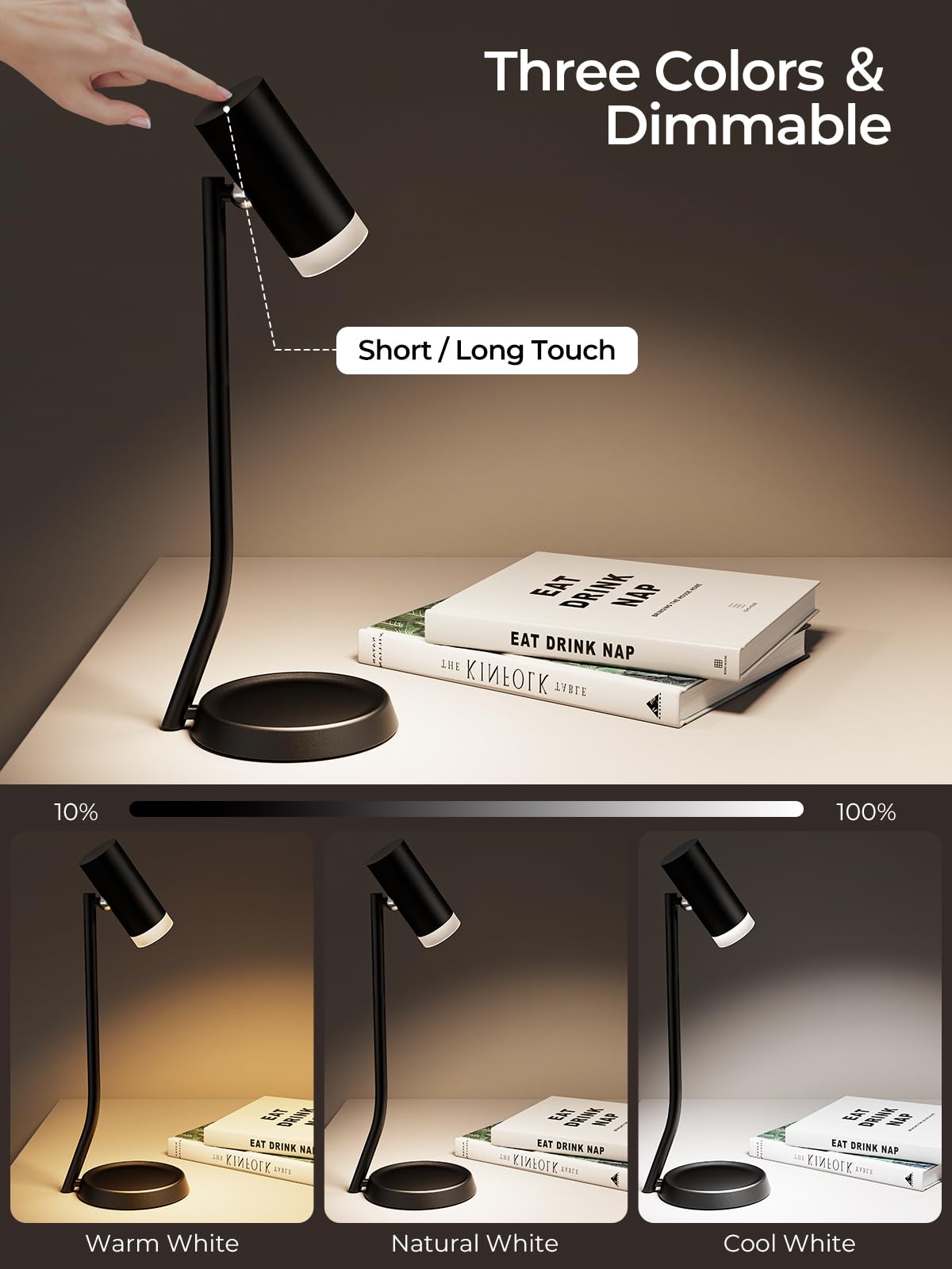 Cordless Table Lamps, Battery Operated Portable Table Light with Magnetic Adjustable Angle Head, 5000mAh V1171-CB-BOM000959