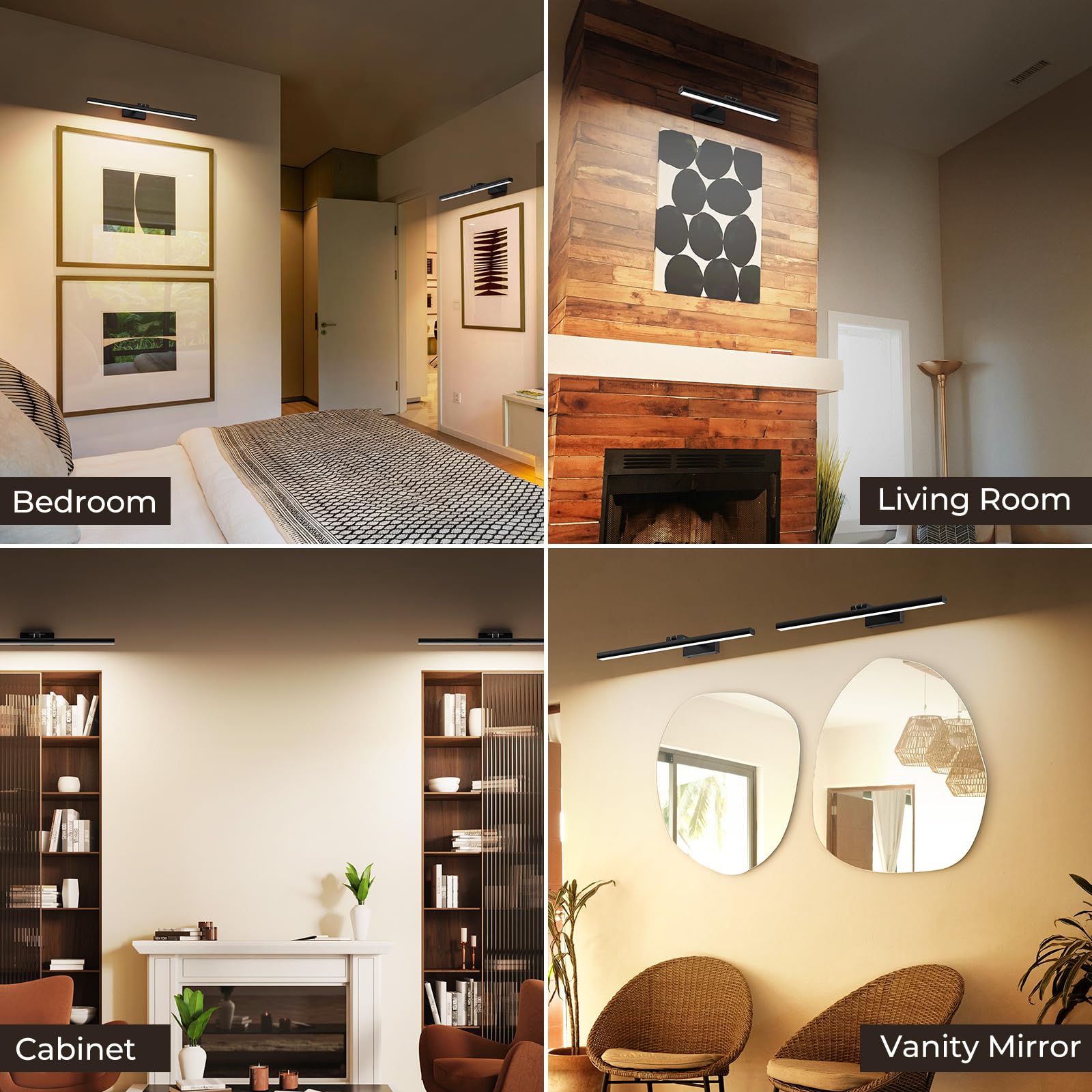 Wireless Picture Lights for Wall, Battery Operated Wall Light for Painting Rechargeable CCT Rotatable Art V1171-CB-BOM000967