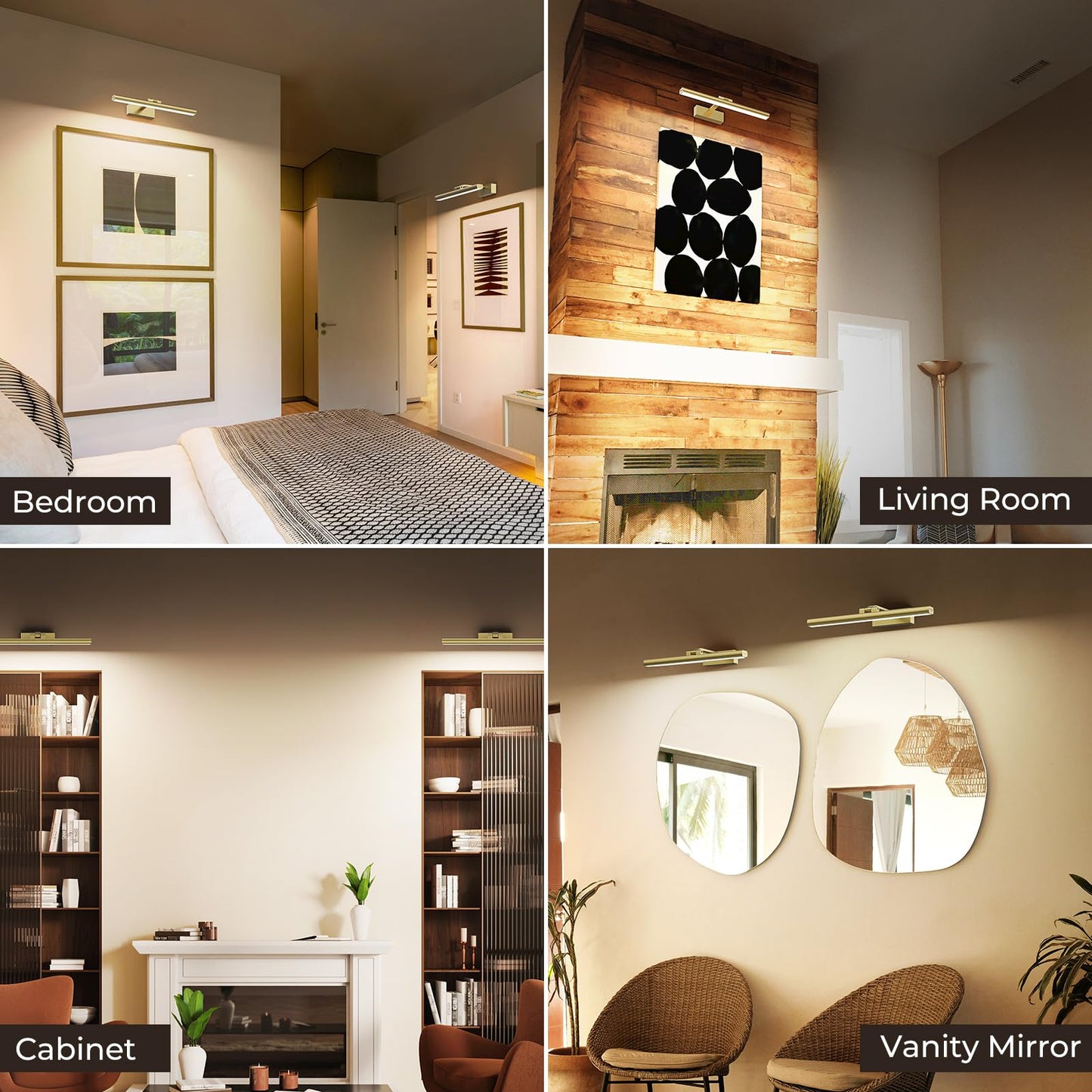 Wireless Picture Lights for Wall, Battery Operated Wall Light for Painting Rechargeable CCT Rotatable Art V1171-CB-BOM000968