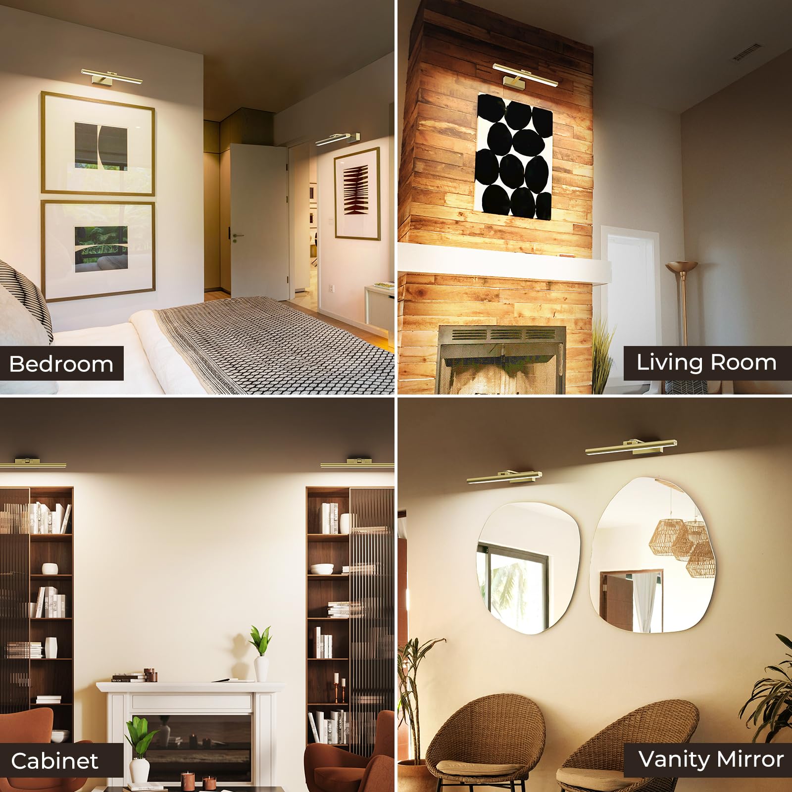 Wireless Picture Lights for Wall, Battery Operated Wall Light for Painting Rechargeable CCT Rotatable Art V1171-CB-BOM000968