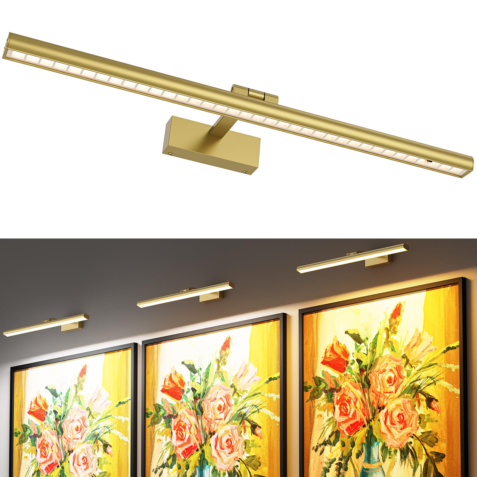 Wireless Picture Lights for Wall, Battery Operated Wall Light for Painting Rechargeable CCT Rotatable Art V1171-CB-BOM000970