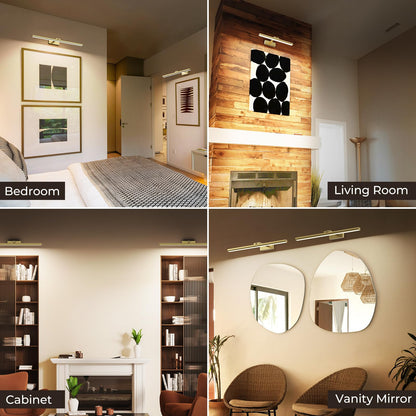Wireless Picture Lights for Wall, Battery Operated Wall Light for Painting Rechargeable CCT Rotatable Art V1171-CB-BOM000970