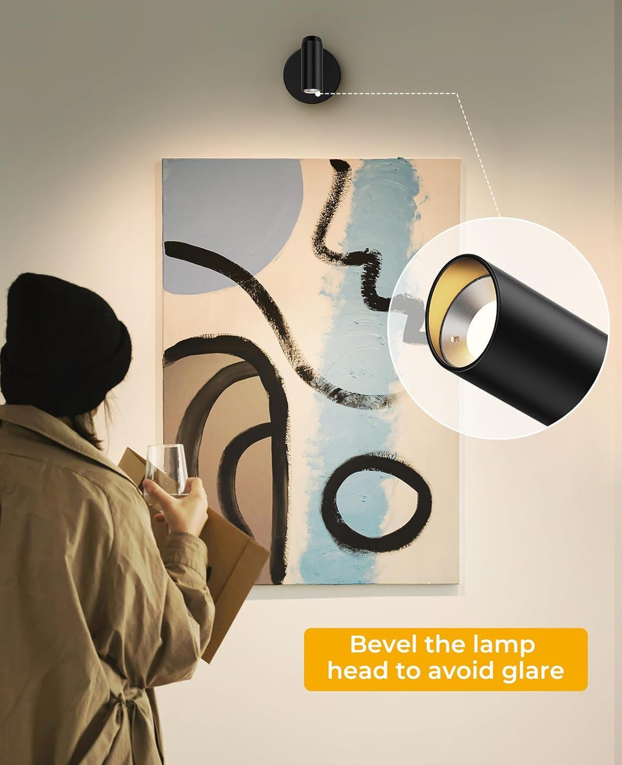 Picture Light for Wall, Battery Operated Art Light for Paintings CCT Dimmable Recharging Gallery Battery Wall V1171-CB-BOM001240-2