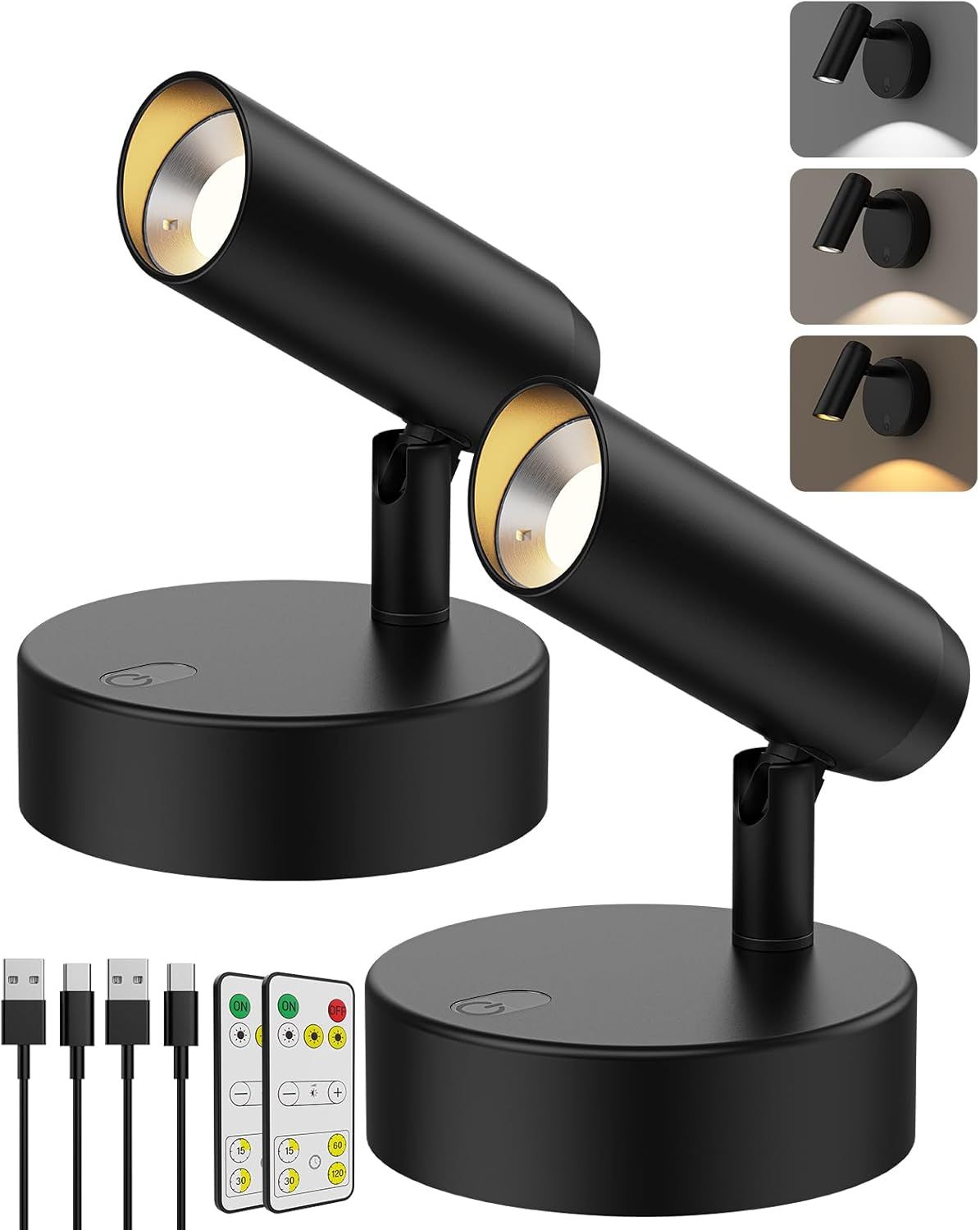 Spotlights Indoor, No-Glare Rechargeable Floor Can Light for Plants with Remote, Wireless Art Accent Spot V1171-CB-BOM001241-2