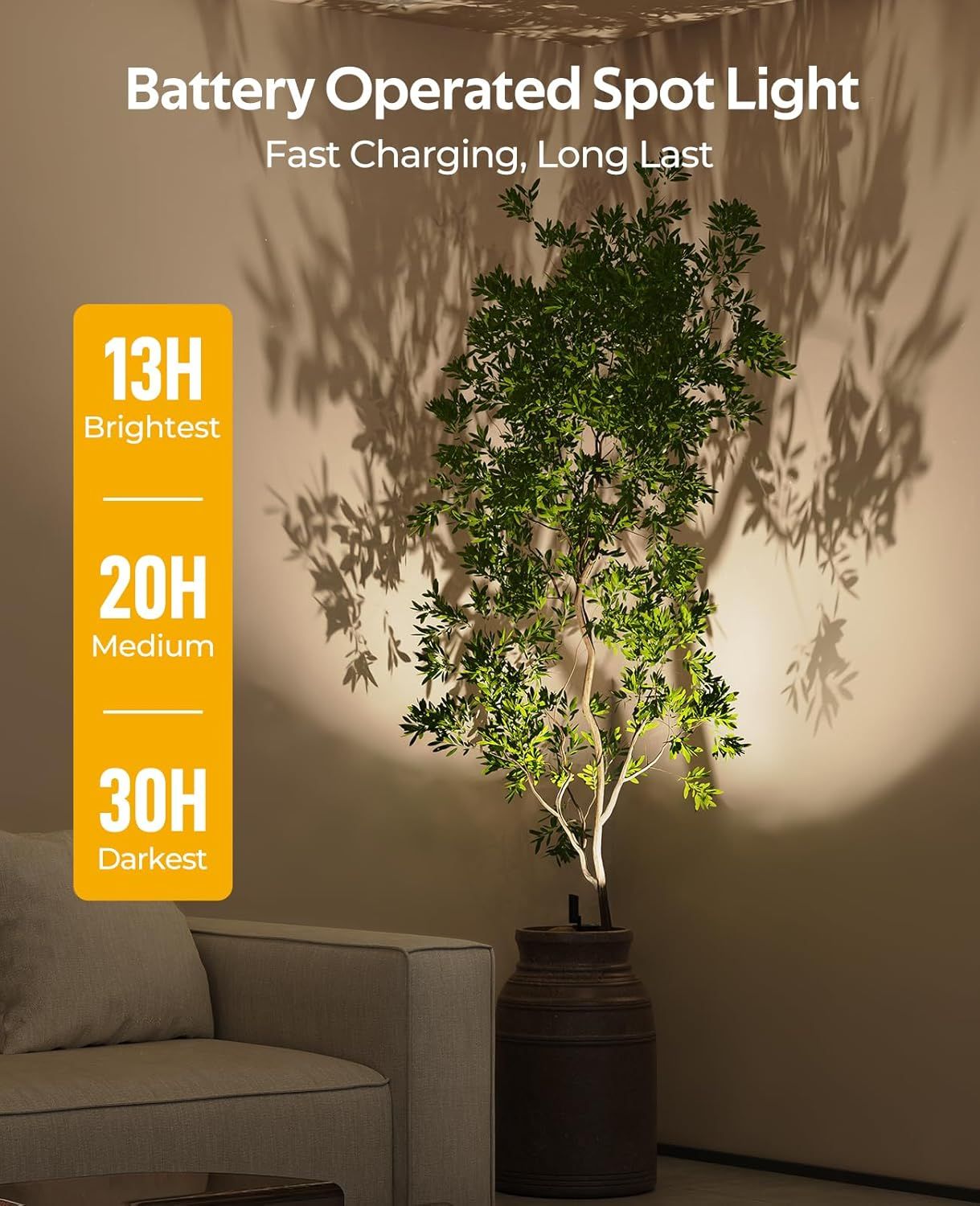 Spotlights Indoor, No-Glare Rechargeable Floor Can Light for Plants with Remote, Wireless Art Accent Spot V1171-CB-BOM001241-2