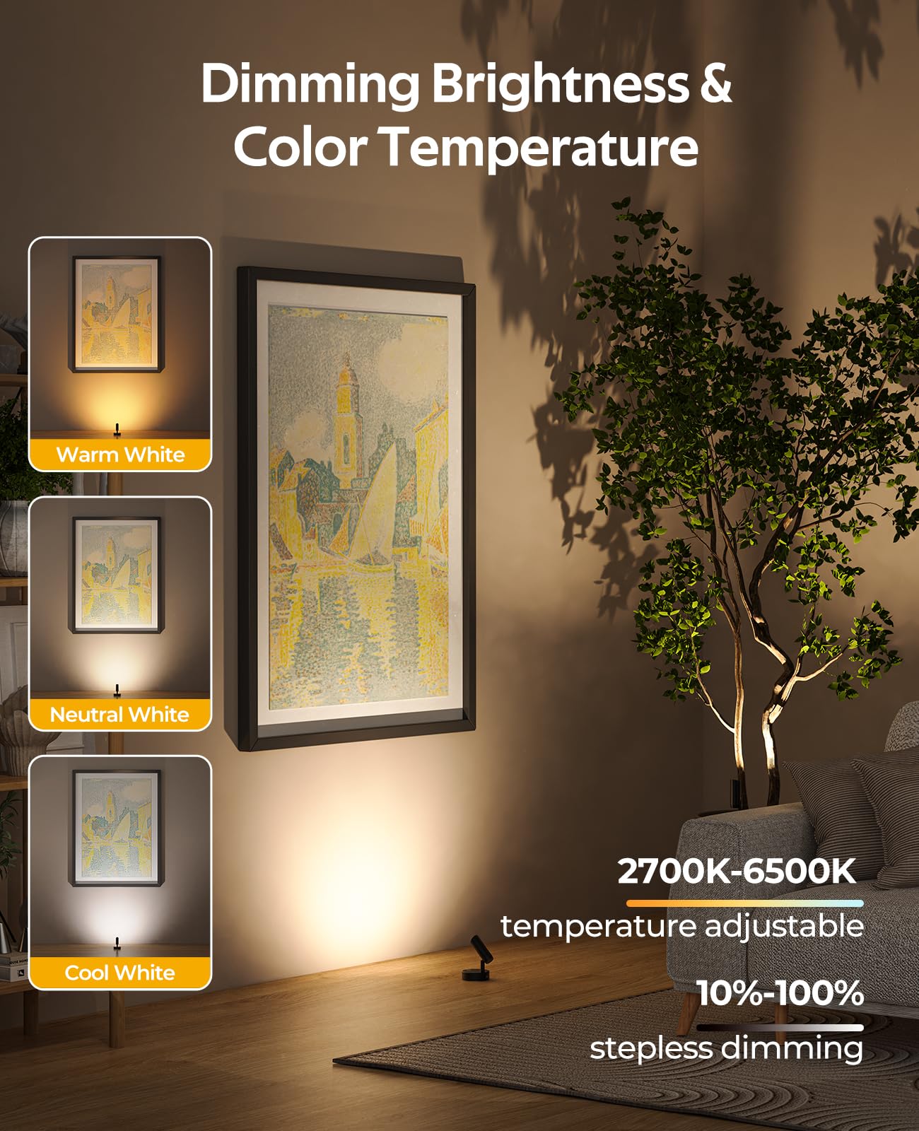 Spotlights Indoor, No-Glare Rechargeable Floor Can Light for Plants with Remote, Wireless Art Accent Spot V1171-CB-BOM001241