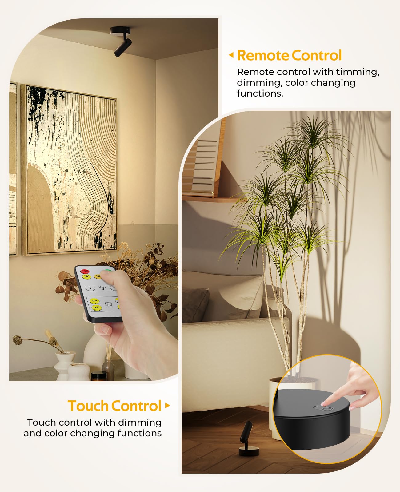 Spotlights Indoor, No-Glare Rechargeable Floor Can Light for Plants with Remote, Wireless Art Accent Spot V1171-CB-BOM001241