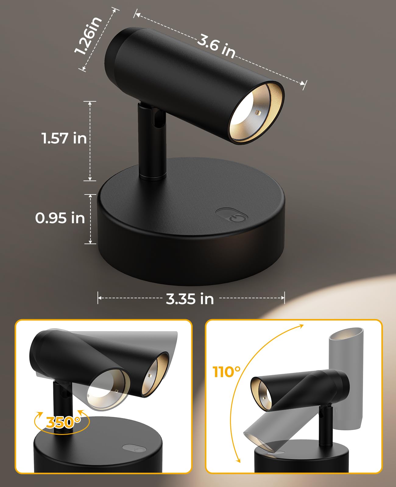 Spotlights Indoor, No-Glare Rechargeable Floor Can Light for Plants with Remote, Wireless Art Accent Spot V1171-CB-BOM001241