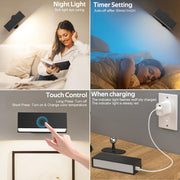 LED Wall Lights 2 Pack with Remote,Wall Sconces Lamp 3000mAh Rechargeable Battery Operated,3 Color V1171-CB-BOM001270