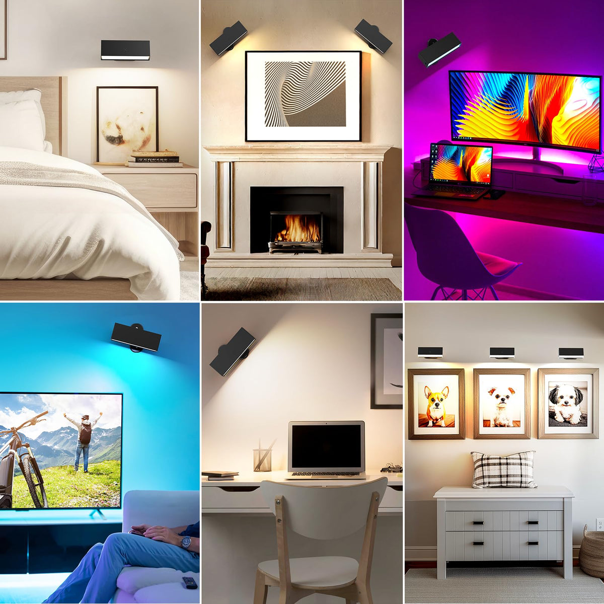 LED Wall Lights 2 Pack with Remote,Wall Sconces Lamp 3000mAh Rechargeable Battery Operated,3 Color V1171-CB-BOM001270