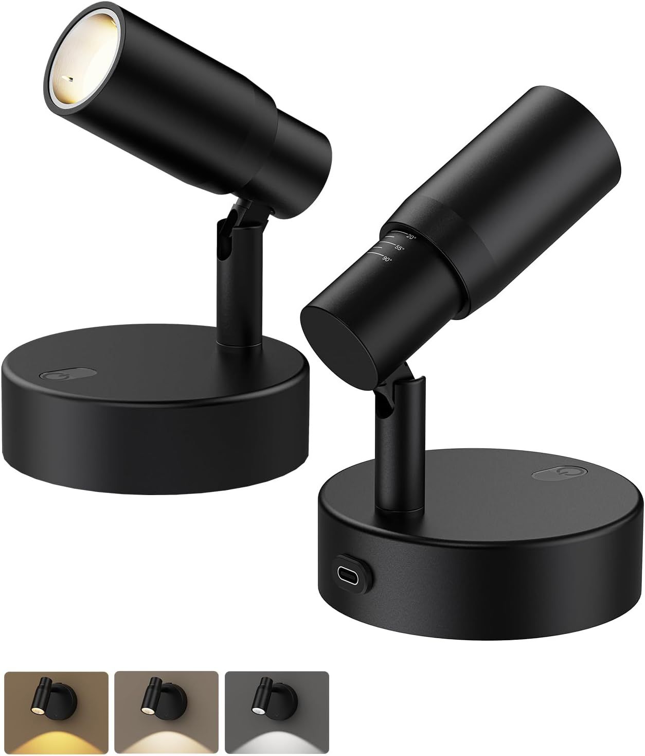 Zoomable Spot Lights Indoor, Rechargeable Picture Light with Remote, Dimmable CCT Spotlight for Wall Art, V1171-CB-BOM001447-2