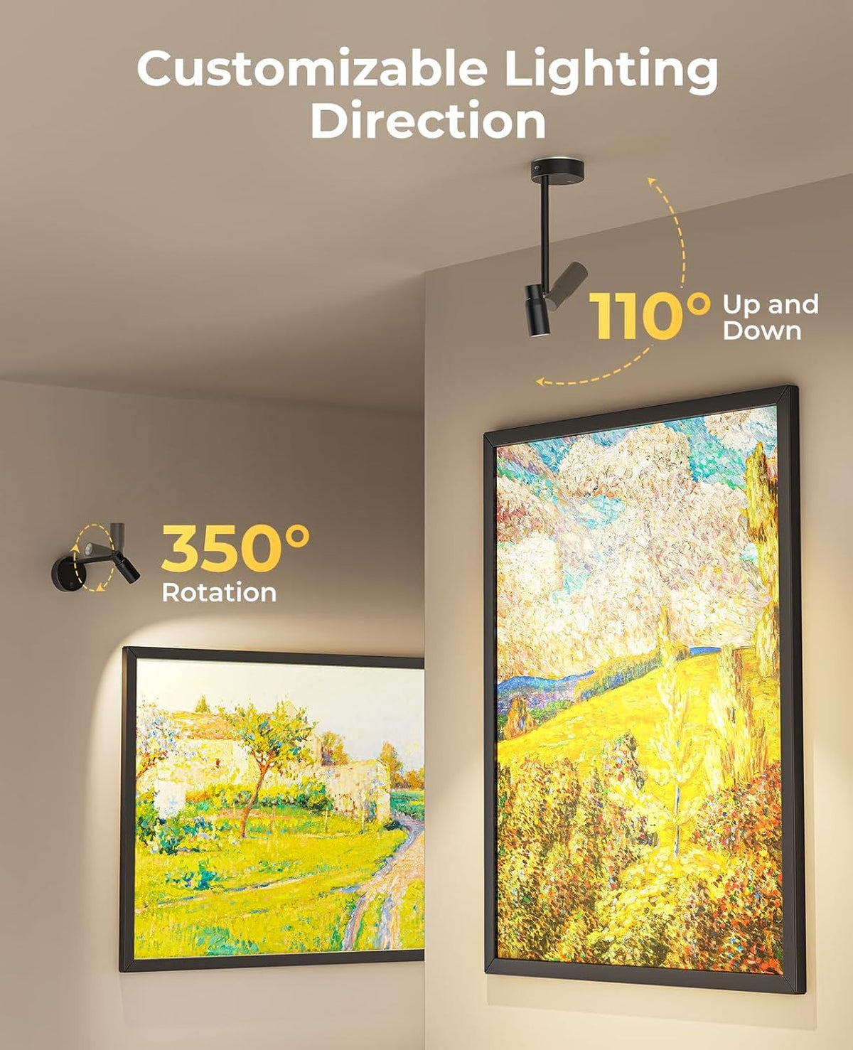 Zoomable Picture Light for Wall, Battery Operated Art Light for Paintings CCT Dimmable Spotlight for Wall Art V1171-CB-BOM001448-2