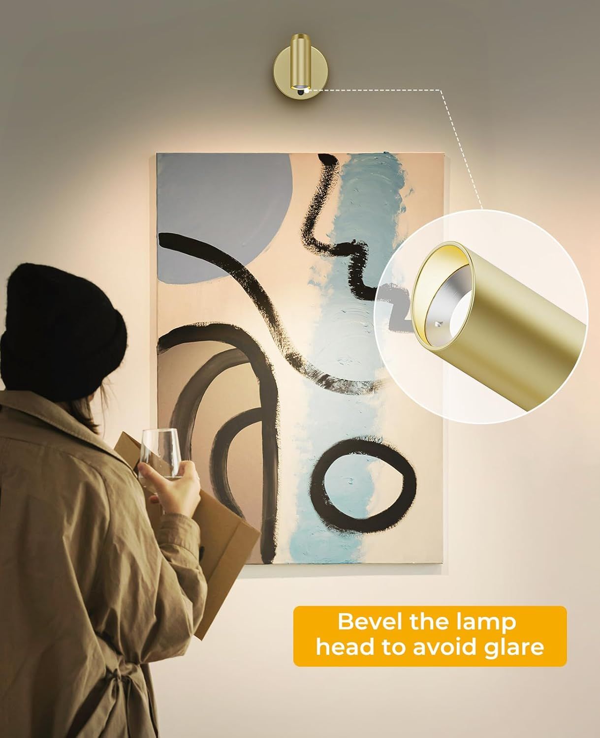 Picture Light for Wall, Battery Operated Art Light for Paintings CCT Dimmable Recharging Gallery Battery Wall V1171-CB-BOM001478