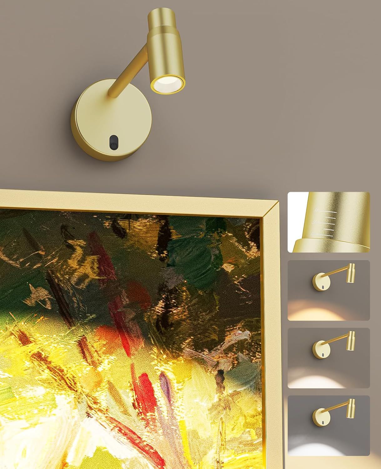 Zoomable Picture Light for Wall, Battery Operated Art Light for Paintings CCT Dimmable Spotlight for Wall Art V1171-CB-BOM001480