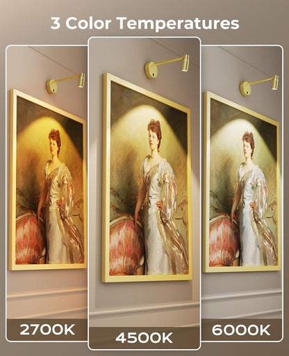 Zoomable Picture Light for Wall, Battery Operated Art Light for Paintings CCT Dimmable Spotlight for Wall Art V1171-CB-BOM001480