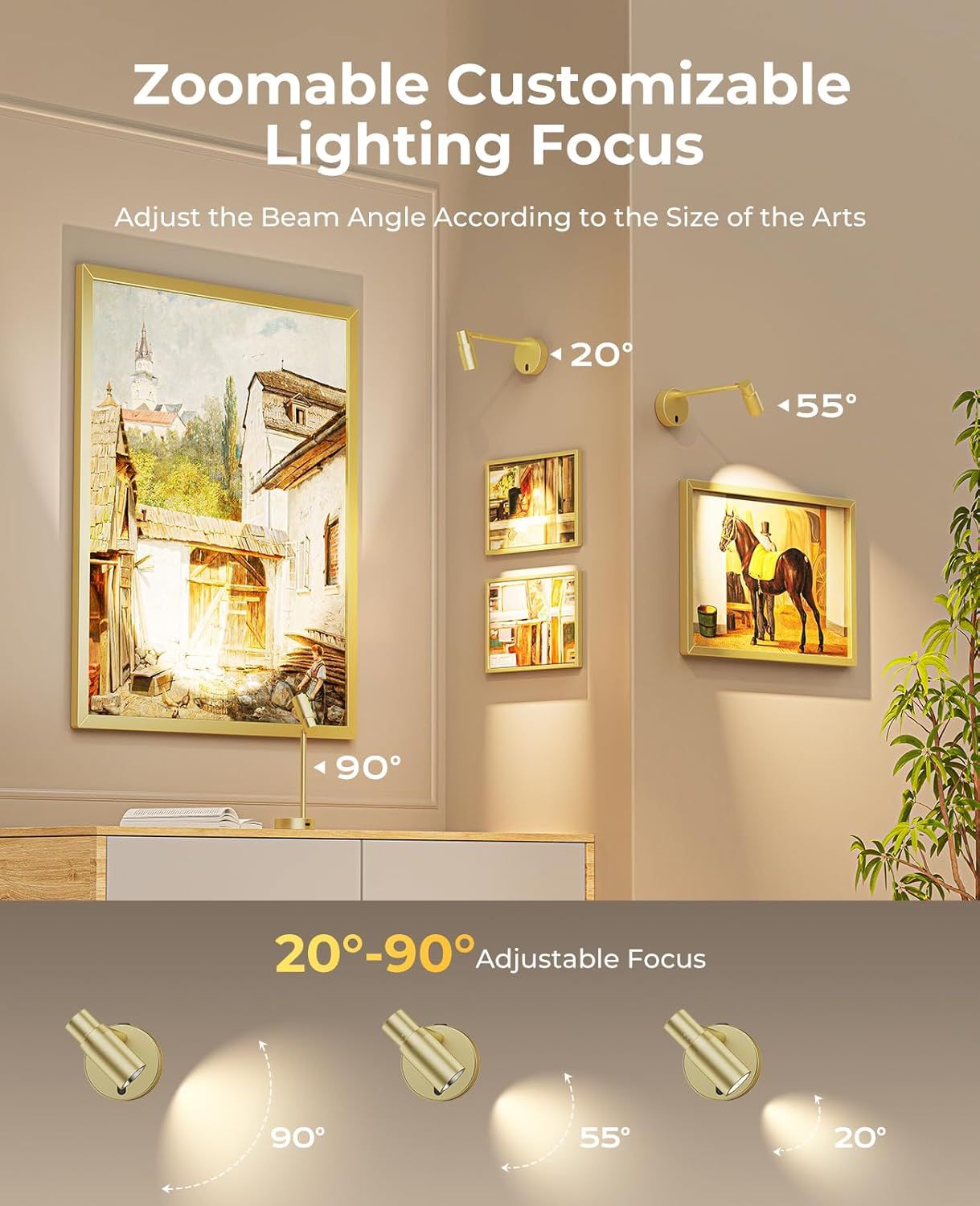 Picture Light for Wall, Battery Operated Art Light for Paintings CCT Dimmable Spotlight for Wall Art Wall V1171-CB-BOM001480-2