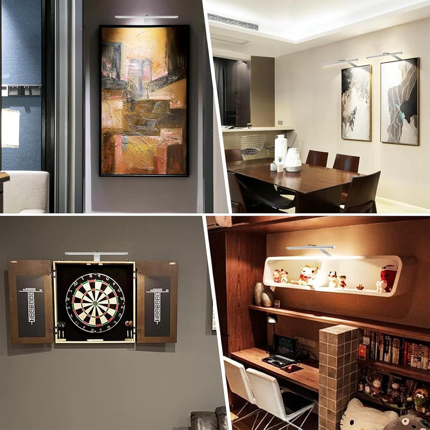 Picture Lights for Wall Plug in or Hardwired,3000K Warm White Dart Board Lights with Remote,13.5inches Silver V1171-CB-BOM001536