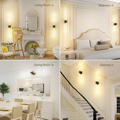 Black Battery Operated Wall Sconce Set of 2, Rechargeable Wireless Wall Lights with Remote and Touch, 360 V1171-CB-BOM001617
