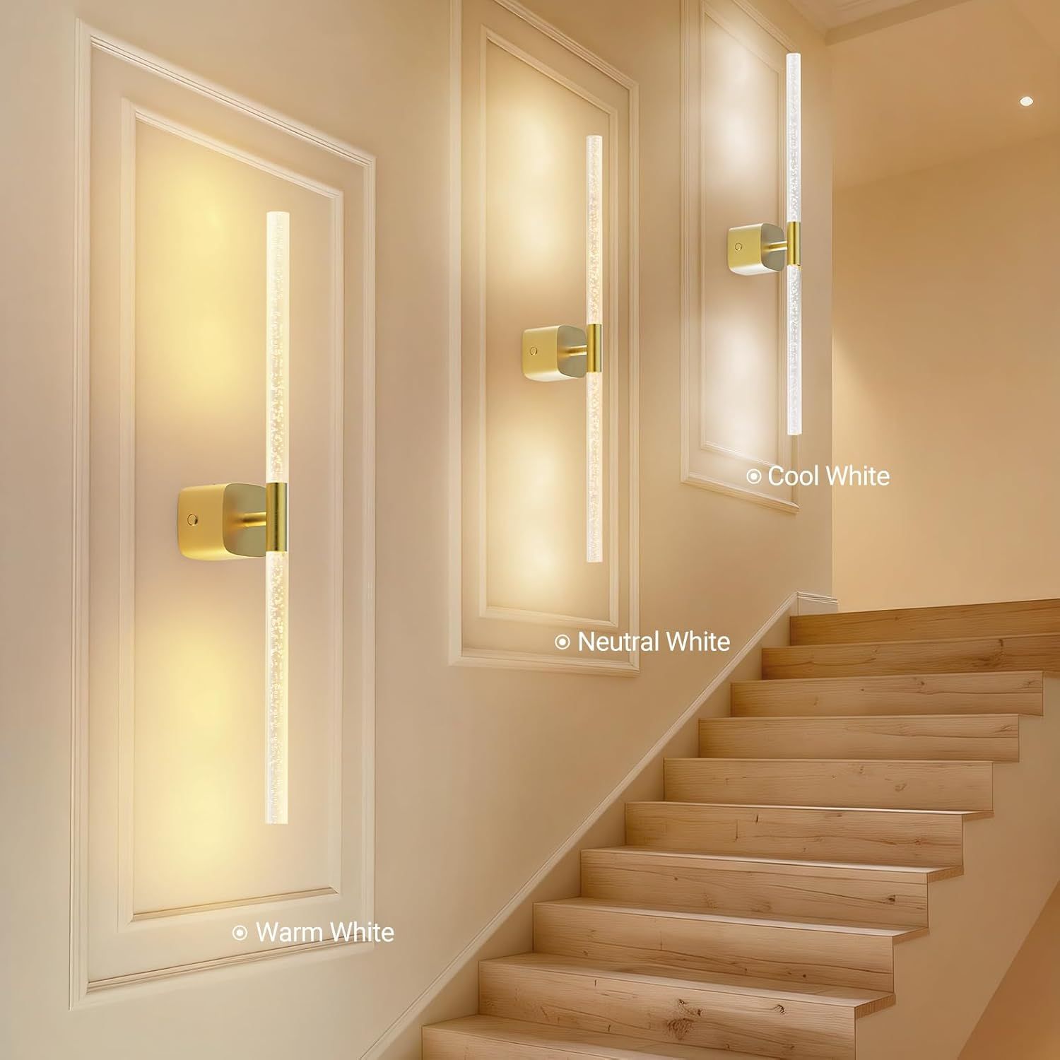 Gold Battery Operated Wall Sconce Set of 2, Rechargeable Wireless Wall Lights with Remote and Touch, 360 V1171-CB-BOM001618