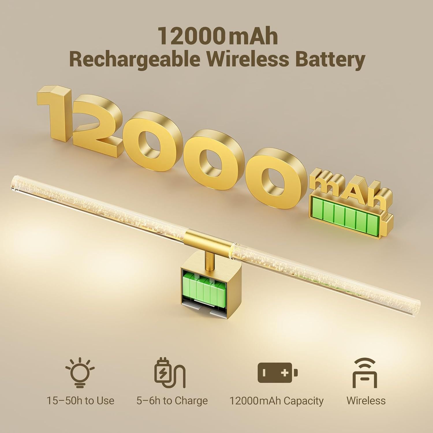 Gold Battery Operated Wall Sconce Set of 2, Rechargeable Wireless Wall Lights with Remote and Touch, 360 V1171-CB-BOM001618