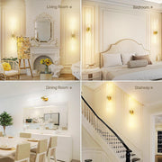 Gold Battery Operated Wall Sconce Set of 2, Rechargeable Wireless Wall Lights with Remote and Touch, 360 V1171-CB-BOM001618