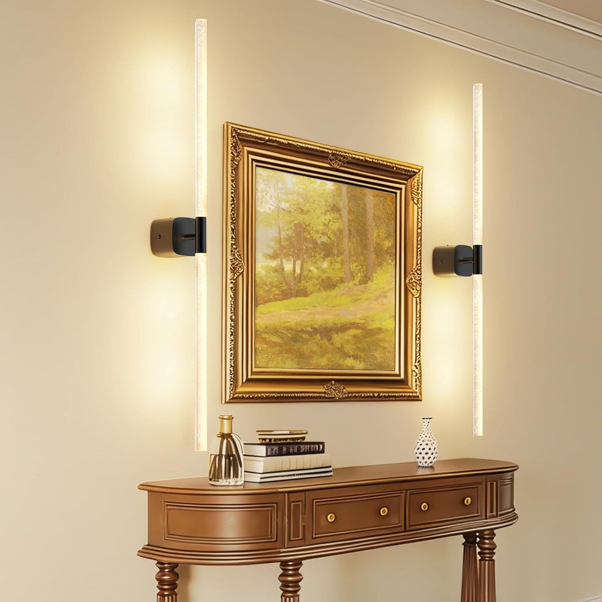 Black Battery Operated Wall Sconce Set of 2, Rechargeable Wireless Wall Lights with Remote and Touch, 360 V1171-CB-BOM001619